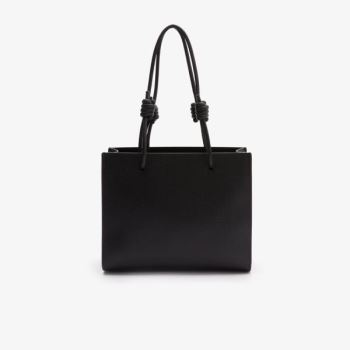 Lacoste Chantaco Matte Piqué Leather Shoulder Slung Handbag - Kabelky Dámské Černé | CZ-O84pHf